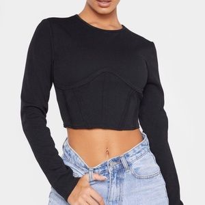 PLT black crepe underbust corset top NWT
